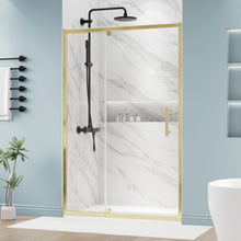 Load image into Gallery viewer, DELAVIN Semi-frameless Pivot Shower Door, Adjustable Swing Glass Shower Door, Water Repellent Shower Door, Black Shower Door With SGCC Clear Tempered Glass, Explosion-Proof Film
