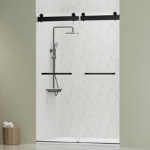 Load image into Gallery viewer, DELAVIN 44-48 Inch Width x 75 Inch Height Frameless Shower Door, 5/16" Clear Tempered Glass, Double Sliding Shower Door with Square Rail