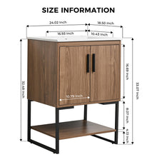 Load image into Gallery viewer, DELAVIN 24" Modern Wood Bathroom Vanity and Sink Combo for Small Space, Single Undermount Vessel Ceramic Sink, Freestanding Bathroom Storage Cabinet with 2 Doors (Walnut)