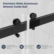 Load image into Gallery viewer, DELAVIN Double Sliding Shower Door, Frameless Shower Door, 1/4"(6mm) SGCC Tempered Glass, Noiseless Shatterproof Shower Doors with Square Rail, Stainless Steel, Aluminum, Matte Black
