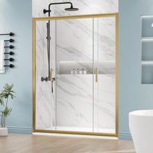 Load image into Gallery viewer, DELAVIN 60" W x 75" H Semi-Frameless Double Sliding Shower Door, Glass Shower Door with Clear Tempered Glass, Water Repellent Shower Door With Magnetic Seal Strip, SGCC Clear Tempered Glass
