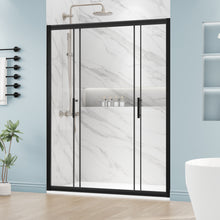 Load image into Gallery viewer, DELAVIN 60" W x 75" H Semi-Frameless Double Sliding Shower Door, Glass Shower Door with Clear Tempered Glass, Water Repellent Shower Door With Magnetic Seal Strip, SGCC Clear Tempered Glass
