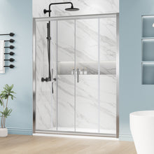 Load image into Gallery viewer, DELAVIN 60" W x 75" H Semi-Frameless Double Sliding Shower Door, Glass Shower Door with Clear Tempered Glass, Water Repellent Shower Door With Magnetic Seal Strip, SGCC Clear Tempered Glass