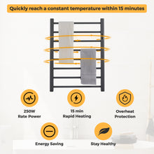 Load image into Gallery viewer, DELAVIN Wall Mounted/Standing Heated Towel Rack, Towel Warmer Rack, Timer and Temperature Control, Electric Mild Steel Towel Warmer (ETL Certified), Plug-in/Hardwired