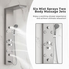 Load image into Gallery viewer, DELAVIN Shower Panel Stainless Steel Shower Tower, 5-Function Shower Panel Tower System with Rainfall Waterfall Massage Body Jets Tub Spout Handheld Shower