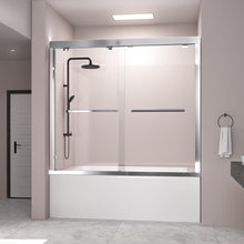Load image into Gallery viewer, DELAVIN 56-59 Inch Width x 59 Inch Height Semi Frameless Sliding Tub Shower Door, Bypass Bathtub Door