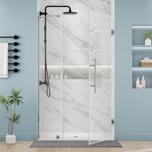 Load image into Gallery viewer, DELAVIN Frameless Hinged Shower Door, Hinged Glass Shower Door with 5/16"(8mm) SGCC Tempered Glass, Bathroom Swing Shower Door with Magnetic Seal Strips