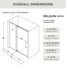 Load image into Gallery viewer, DELAVIN Semi-frameless Pivot Shower Door, Adjustable Swing Glass Shower Door, Water Repellent Shower Door, Black Shower Door With SGCC Clear Tempered Glass, Explosion-Proof Film