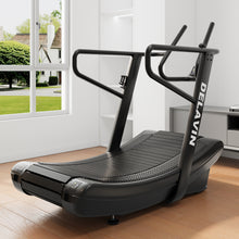 Load image into Gallery viewer, DELAVIN Curved Manual Treadmill, Non Electric Treadmill with 4 Resistance Levels, Motorless Treadmill with Front Digital Display and Handlebar, Wide Belt Treadmill 440LBS Capacity for Home Gym(FBA)