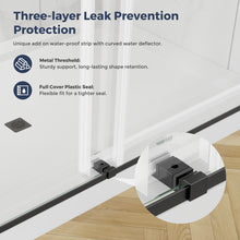 Load image into Gallery viewer, DELAVIN Double Sliding Shower Door, Frameless Shower Door, 1/4"(6mm) SGCC Tempered Glass, Noiseless Shatterproof Shower Doors with Square Rail, Stainless Steel, Aluminum, Matte Black