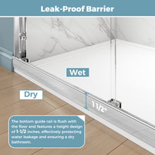 Load image into Gallery viewer, DELAVIN Semi-Frameless Double Sliding Shower Door, Semi-Frameless Shower Glass Door with Towel Bar, SGCC Clear Tempered Bypass Glass Shower Door with Explosion-Proof Film