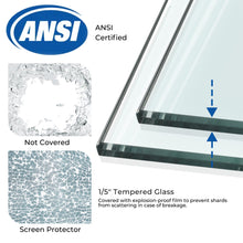 Load image into Gallery viewer, DELAVIN 34" W x 72" H Framed Shower Glass Panel, Shower Screen, Glass Shower Wall, 1/5" (5mm) SGCC Tempered Glass Shower Panel with Explosion-Proof Film, Grid Fixed Shower Door, Matte Black Finish