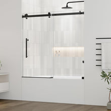 Load image into Gallery viewer, DELAVIN Frameless Shower Door, Water Repellent Black Shower Door with 1/4" (6mm) Clear Tempered Glass, Easy Sliding Showe Door with Explosion-Proof Film, Stainless Steel