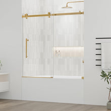 Load image into Gallery viewer, DELAVIN Frameless Shower Door, Water Repellent Black Shower Door with 5/16" (8mm) Clear Tempered Glass, Easy Sliding Showe Door with Explosion-Proof Film, Stainless Steel