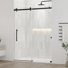 Load image into Gallery viewer, DELAVIN Frameless Shower Door, Water Repellent Black Shower Door with 5/16" (8mm) Clear Tempered Glass, Easy Sliding Showe Door with Explosion-Proof Film, Stainless Steel