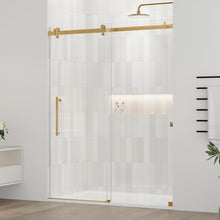 Load image into Gallery viewer, DELAVIN Frameless Shower Door, Water Repellent Black Shower Door with 5/16" (8mm) Clear Tempered Glass, Easy Sliding Showe Door with Explosion-Proof Film, Stainless Steel