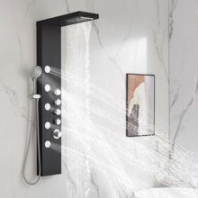 Load image into Gallery viewer, DELAVIN Shower Panel Stainless Steel Shower Tower, 5-Function Shower Panel Tower System with Rainfall Waterfall Massage Body Jets Tub Spout Handheld Shower