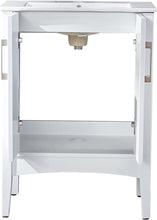 Load image into Gallery viewer, DELAVIN 24 inch Freestanding Wood Bathroom Vanity and Sink Combo with White Rectangle Ceramic Vessel Sink