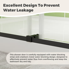 Load image into Gallery viewer, DELAVIN Double Sliding Shower Door, Frameless Shower Door, 1/4"(6mm) SGCC Tempered Glass, Noiseless Shatterproof Shower Doors with Square Rail, Stainless Steel, Aluminum, Matte Black