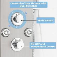 Load image into Gallery viewer, DELAVIN Shower Panel Stainless Steel Shower Tower, 5-Function Shower Panel Tower System with Rainfall Waterfall Massage Body Jets Tub Spout Handheld Shower