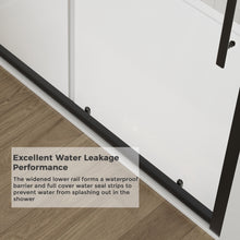 Load image into Gallery viewer, DELAVIN 60.in W x 75.in Semi-Frameles Shower Door with Clear SGCC Tempered Glass and Easy Roller System,Black Sliding Shower Door with Water Seal Strips, Glass Shower Door with Explosion-Proof Film