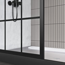 Load image into Gallery viewer, DELAVIN 34 Width x 72 Height Framed Glass Shower Panel with Explosion-Proof Film Matte Black