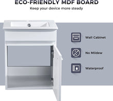Load image into Gallery viewer, DELAVIN 16 inch Wall Mounted Bathroom Vanity Combo with Ceramic Vessel Sink, Storage Cabinet for Small Space