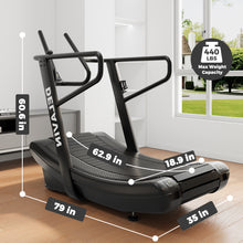 Load image into Gallery viewer, DELAVIN Curved Manual Treadmill, Non Electric Treadmill with 4 Resistance Levels, Motorless Treadmill with Front Digital Display and Handlebar, Wide Belt Treadmill 440LBS Capacity for Home Gym(FBA)