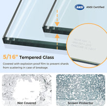 Load image into Gallery viewer, DELAVIN 34 Width x 72 Height Framed Glass Shower Panel with Explosion-Proof Film Matte Black