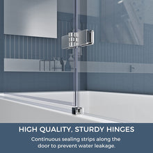 Load image into Gallery viewer, DELAVIN 48 Inch Width x 58 Inch Height Frameless Hinged Tub Door, Glass Door with Explosion-Proof Film