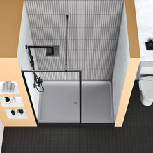 Load image into Gallery viewer, DELAVIN 34" Width x 72" Height Framed Glass Shower Screen with Explosion-Proof Film Matte Black