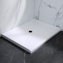 Load image into Gallery viewer, DELAVIN 48 x 36 inch Single Threshold Shower Base, Rectangle Acrylic Shower Pan in Glossy White, Slip Resistant, Center Drain Location