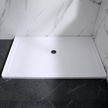 Load image into Gallery viewer, DELAVIN 60 x 36 Inch Single Threshold Shower Base, Slip Resistant, Center Drain Location, Rectangle Acrylic Shower Pan in Glossy White