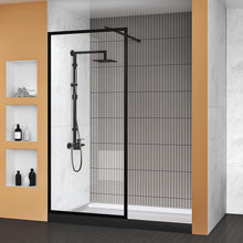 Load image into Gallery viewer, DELAVIN 34" Width x 72" Height Framed Glass Shower Screen with Explosion-Proof Film Matte Black
