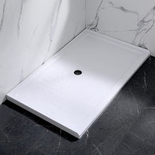 Load image into Gallery viewer, DELAVIN 60 x 36 Inch Single Threshold Shower Base, Slip Resistant, Center Drain Location, Rectangle Acrylic Shower Pan in Glossy White