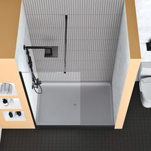 Load image into Gallery viewer, DELAVIN 34 Width x 72 Height Semi-Framed Glass Shower Wall with Explosion-Proof Film Matte Black