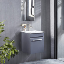 Load image into Gallery viewer, DELAVIN 16 inch Wall Mounted Bathroom Vanity Combo with Ceramic Vessel Sink, Storage Cabinet for Small Space