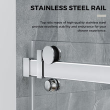Load image into Gallery viewer, DELAVIN Frameless Shower Door, Water Repellent Black Shower Door with 5/16" (8mm) Clear Tempered Glass, Easy Sliding Showe Door with Explosion-Proof Film, Stainless Steel