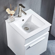 Load image into Gallery viewer, DELAVIN 16 inch Wall Mounted Bathroom Vanity Combo with Ceramic Vessel Sink, Storage Cabinet for Small Space