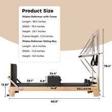 Load image into Gallery viewer, DELAVIN Pilates Reformer Machine, Wooden Pilates Reformer for Home Gym, Pilates Reformer Equipment with Reformer Accessories, Reformer Box and Padded Jump Board for Yoga and Strength Training