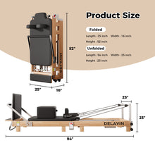 Load image into Gallery viewer, DELAVIN Pilates Reformer Machine, Wooden Pilates Reformer for Home Gym, Pilates Reformer Equipment with Reformer Accessories, Reformer Box and Padded Jump Board for Yoga and Strength Training