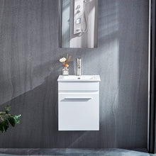 Load image into Gallery viewer, DELAVIN 16 inch Wall Mounted Bathroom Vanity Combo with Ceramic Vessel Sink, Storage Cabinet for Small Space