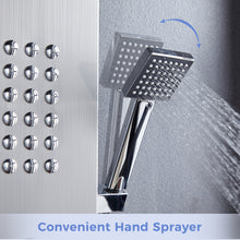 Load image into Gallery viewer, Delavin Stainless Steel Shower Panel Tower System, Wall-Mount Complete Shower Panel with Rainfall Waterfall Shower Head, Massage Body Jets, Tub Spout, Handheld Shower