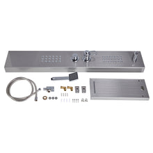 Load image into Gallery viewer, Delavin Stainless Steel Shower Panel Tower System, Wall-Mount Complete Shower Panel with Rainfall Waterfall Shower Head, Massage Body Jets, Tub Spout, Handheld Shower
