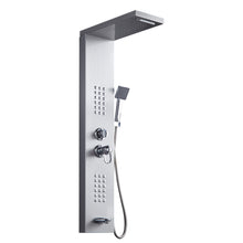 Load image into Gallery viewer, Delavin Stainless Steel Shower Panel Tower System, Wall-Mount Complete Shower Panel with Rainfall Waterfall Shower Head, Massage Body Jets, Tub Spout, Handheld Shower