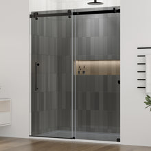 Load image into Gallery viewer, DELAVIN Frameless Shower Door, Water Repellent Black Shower Door with 5/16" (8mm) Clear Tempered Glass, Easy Sliding Showe Door with Explosion-Proof Film, Stainless Steel
