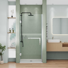 Load image into Gallery viewer, DELAVIN Pivot Frameless Shower Door, Glass Shower Door with Clear SGCC Tempered Glass, Pivot Swing Shower Door in Silver, Single Shower Door Reversible Installation, Magnetic Seal Strip