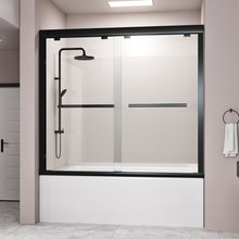 Load image into Gallery viewer, DELAVIN 56-59 Inch Width x 59 Inch Height Semi Frameless Sliding Tub Shower Door, Bypass Bathtub Door