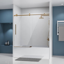 Load image into Gallery viewer, DELAVIN 56-60 inch Width x 59 inch Height Frameless Sliding Bathtub Shower Door, Bypass Glass Tub Door with Explosion-Proof Film
