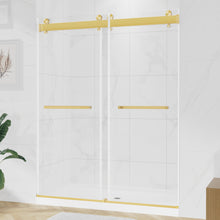 Load image into Gallery viewer, DELAVIN Double Sliding Shower Door, Frameless Shower Door, 1/4"(6mm) SGCC Tempered Glass, Noiseless Shatterproof Shower Doors with Square Rail, Stainless Steel, Aluminum, Matte Black
